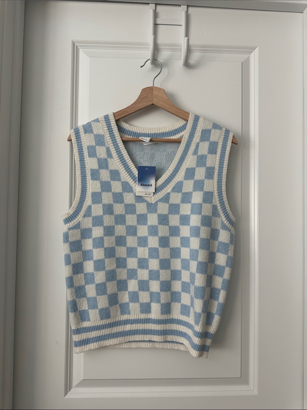 Abound Blue & Cream Checker Knit Vest